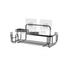 Oem Manufacturer Multifunctional Wall Mounted Metal Shower Towel Storge Shelf Bathroom Rack With Magic Sticker thumbnail-5