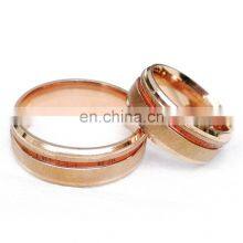 8mm Fashion Ring Rose Gold Brushed Wood Grain Men Engagement Rings Unisex Jewelry thumbnail-3