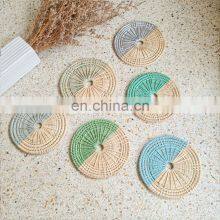 Handcrafted Woven Colorful Painted Rattan Coasters Wholesale in Bulk thumbnail-5