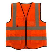 Pattern high visibility reflective safety vests with zipper and pocket yellow construction