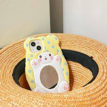 Creative Cartoon Cute Blanket Bear Makeup Mirror Silicone Shock Protection Phone Case IPhone 11 12 13 14 15 Pro Max thumbnail-4