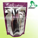 Customized printed plastic stand up pouch with zipper for coffee packaging