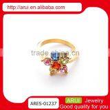 Mix coloured ring fancy five leaves ruby flower gold dearest ring