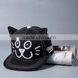 Direct Factory Wholesale Cute Sweet Cat Embroideried Flat Caps and Hats thumbnail-2
