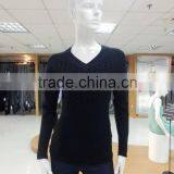 Diamond Stitch and Beading on Front 12gg V Neck Long Sleeve Kintted Sweater Pullover thumbnail-1