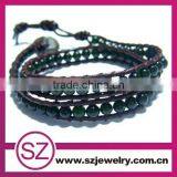 Hot Fashion Wrap Leather Bracelet Handmade Agate Bracelet thumbnail-1