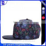 New Fashion Digital Printing Pattern Fabric 5 Panel Snapback Hats With Leather Brim thumbnail-3