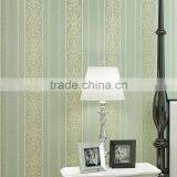 European Flower Non Woven Stripe Wallpaper for Home