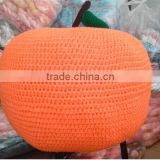 Crochet orange style cotton Pouf, Knitted crochet Pouf , Stool knitted pouf