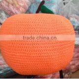 Crochet Orange Style Cotton Pouf, Knitted Crochet Pouf , Stool Knitted Pouf thumbnail-1
