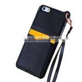 Ultra Thin pu Skin+tpu Dual Color Cellphone Pocket Leather Case for Iphone 6/6s With Hand Rope Supplier's Choice thumbnail-1