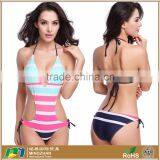Womens Charming Halter One Piece Bikini Striped Printed Monokini Swimsuit