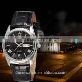 Trendy custom brand logo men quartz wirst vintage leather watch luminous pointer dial