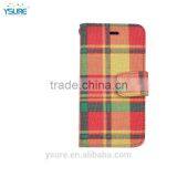 Plaid Pattern Fabric Leather Phone Case For Samsung Galaxy Core Prime G360 With PVC ID and Credit Card Slots thumbnail-2