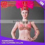 Sexy Rose Red Feather Rhinestone Beaded Mexican Carnival Costumes thumbnail-2