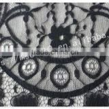 Good Price 44cm Width Polyester Floral Eyelash Black Lace Trim for Sale thumbnail-4