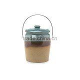 1-Gallon Glazed Earthenware Compost Crock, in Blue thumbnail-1