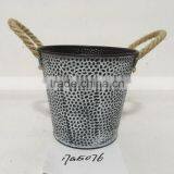 Black 10" French Decorative Powder Coated Galvanized Metal Flower Bucket for Home & Garden thumbnail-6