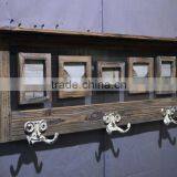 2016 Antique Wooden Wall Shelf With Photo Frame and Metal Hooks thumbnail-2