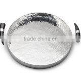Round Hammered Tray With Fancy Handle thumbnail-1