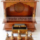 Hand Painted Copper Finish Mini Wooden Temple With 1 Drawer thumbnail-2
