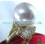 White South Sea Pearl With Gold Ring Diamond Ring thumbnail-3