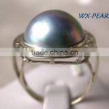 Gorgeous Big Rings Design Metal Fashion Antique Color Pearl Ring Tahitian Pearl Ring thumbnail-2