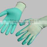 NMSAFETY 13 Gauge Green Polyester Liner Coated Green Water PU on Palm Gloves thumbnail-2