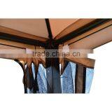 Outdoor 3 Person Patio Tan Daybed Canopy Gazebo Swing With Mesh Walls thumbnail-6