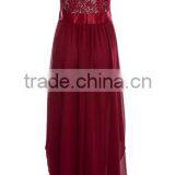 2016 Vintage Black Red Lady Elegant Sleeveless Summer Lace Patchwork Party Club Dress Round Neck Long Dress Party Dress thumbnail-5