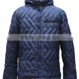 Warm men's quilted nylon winter jackets with fur hood