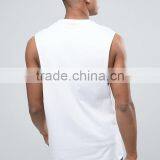 High Quality New Design Custom Manufacture White Color Sleeveless Gym Wear Comfortable 100% Cotton Fashion Men's Tank Tops thumbnail-2