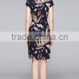 Classic Short Sleeve V Neck Slim Fit Ladies Dress thumbnail-2