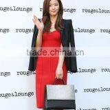 New Fashion 2015 Red Small Bowknot Strapless Knee Length Bandage Dress Celebrity Elegant Dresses thumbnail-4