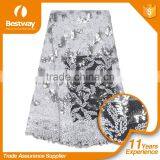 Wholesale African Wedding Lace Fabric Emboridery Dubai Lace With Sequins FL0184 thumbnail-6