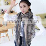 2016 Fashion Women Chiffon Scarf Summer New Peony Printing Elegant Lady Shawls Scarves Silk Scarf 8 Colors 170*80cm thumbnail-3
