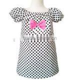 Yiwu Kid Clothes Firm Girls Minnie Dress White and Black Dots, Boutique Style, Tunic Toddlers, Sundress, Custom With Pink Bow thumbnail-1