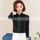 Custom Beautiful Cheap Designs for Women Formal Fashionable Chiffon Long Sleeve Shirts thumbnail-1