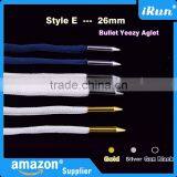 (MOQ:100pcs) Shoelace 26mm Bullet Metal Ends Aglet Tip Replacement for Shoe Lace - Gun Black/Gold/Silver Color Bullet Metal Tips thumbnail-3