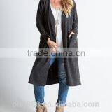 Wholesale Women Black Plus Size Side Slit Open Duster thumbnail-1