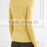 Hot Sale Crew Neck Bright Yellow Silk Blended Cashmere Sweater Women thumbnail-3
