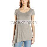 Women's Scoop Neck Asymetrical HemCotton/Viscose Knit Top/Dress Shirt thumbnail-1