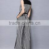 2017 Guangzhou Wholesale Stripe Casual Comfort Unique Mature Elegant Summer Sleeveless Jumpsuit With Belt for Ladies thumbnail-5