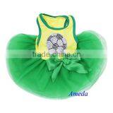 NEW Yellow Green Rhinestone World Cup Football Flag Brazil Dogs Pets Clothes Party Dress XS-L thumbnail-1