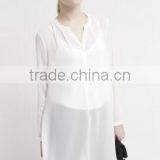 Basic Long Section White t Shirt Long Sleeve Fashion Casual Tunic thumbnail-2