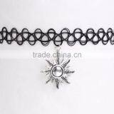 Fashion Jewelry Elastic Sun Pendants Black Tattoo Choker Necklace thumbnail-3