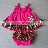 Wholesale Orange Camo Ruffle Toddler Baby Girls Top & Bloomer Set M5040606 thumbnail-4