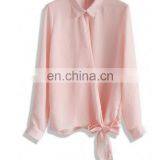 Relaxed Self-tie Wrapped Top in Pink thumbnail-3