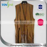 Sleeveless Suede Fringed Vest for Woman thumbnail-2