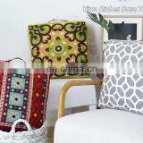 Wholesale India Home Decoration Eco Ottoman Wool Embroidered Floor Cushion Cotton Woven Square Moroccan Pouf thumbnail-1